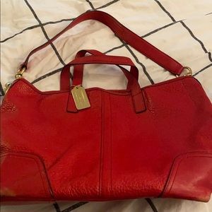 Coach red leather tote